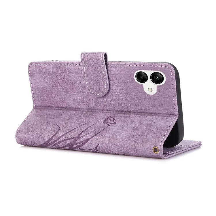 For Samsung Galaxy A05 4G Magnetic Case Imprinted PU Leather+TPU Card Slots Phone Protector