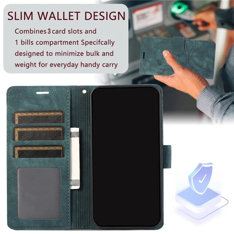 For Samsung Galaxy A05 4G Magnetic Case Imprinted PU Leather+TPU Card Slots Phone Protector