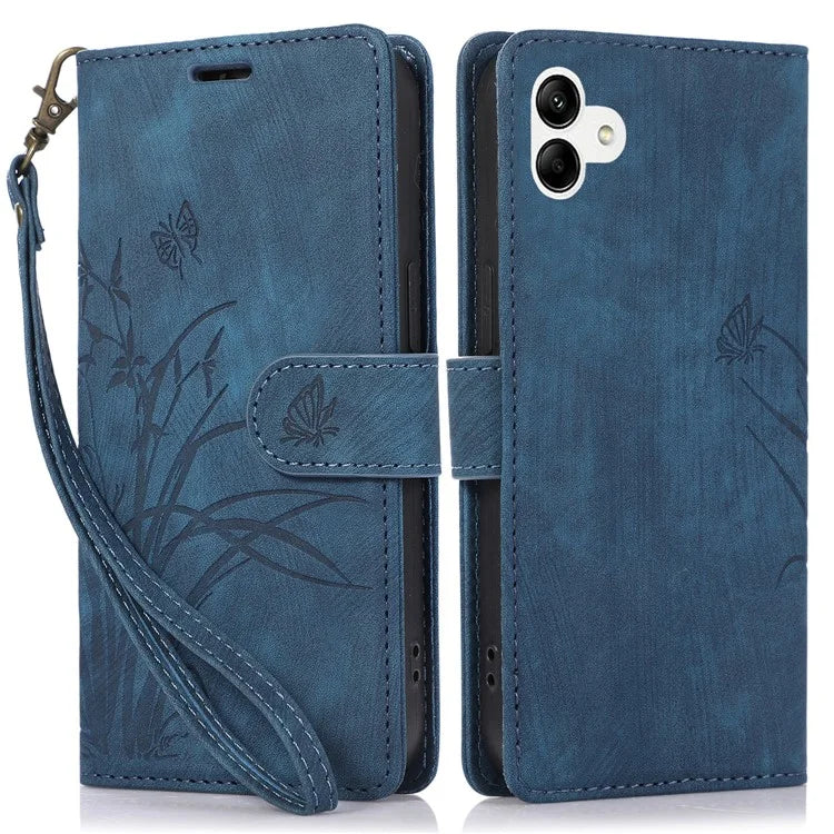 For Samsung Galaxy A05 4G Magnetic Case Imprinted PU Leather+TPU Card Slots Phone Protector