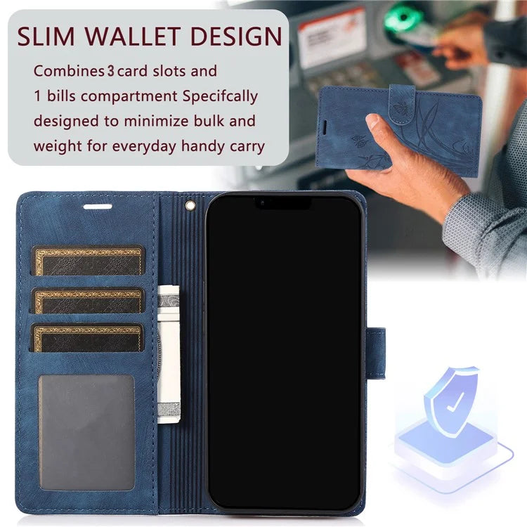 For Samsung Galaxy A05 4G Magnetic Case Imprinted PU Leather+TPU Card Slots Phone Protector