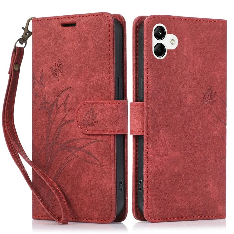 For Samsung Galaxy A05 4G Magnetic Case Imprinted PU Leather+TPU Card Slots Phone Protector