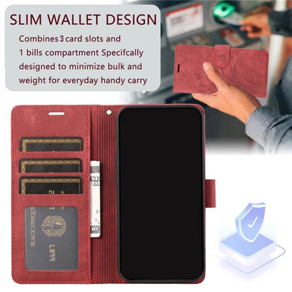 For Samsung Galaxy A05 4G Magnetic Case Imprinted PU Leather+TPU Card Slots Phone Protector