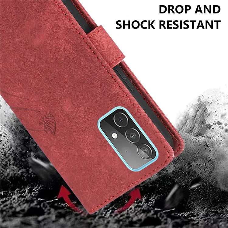 For Samsung Galaxy A05 4G Magnetic Case Imprinted PU Leather+TPU Card Slots Phone Protector