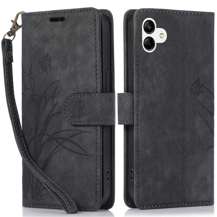 For Samsung Galaxy A05 4G Magnetic Case Imprinted PU Leather+TPU Card Slots Phone Protector