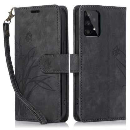 For Samsung Galaxy A73 5G Case Wallet Leather Cover Orchid Butterfly Pattern