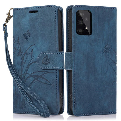 For Samsung Galaxy A73 5G Case Wallet Leather Cover Orchid Butterfly Pattern
