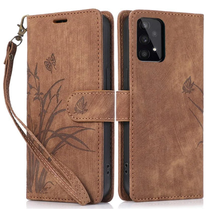 For Samsung Galaxy A73 5G Case Wallet Leather Cover Orchid Butterfly Pattern