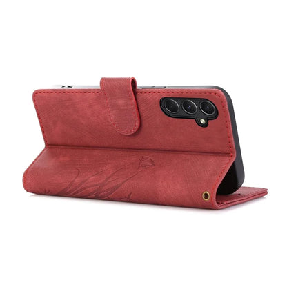 For Samsung Galaxy A05s 4G Leather Case with Strap Orchid Butterfly Pattern