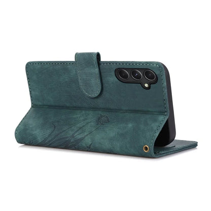 For Samsung Galaxy A05s 4G Leather Case with Strap Orchid Butterfly Pattern