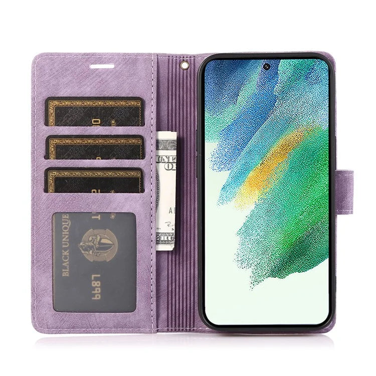 For Samsung Galaxy S24+ Leather Case Phone Wallet Orchid Butterfly Pattern