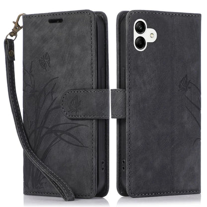 For Samsung Galaxy A04e 4G / F04 4G / M04 4G Leather Wallet Case Orchid Butterfly Pattern