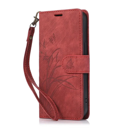 For Samsung Galaxy A04e 4G / F04 4G / M04 4G Leather Wallet Case Orchid Butterfly Pattern