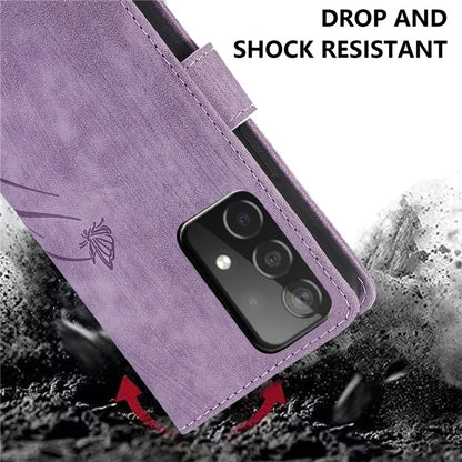 For Samsung Galaxy A04e 4G / F04 4G / M04 4G Leather Wallet Case Orchid Butterfly Pattern