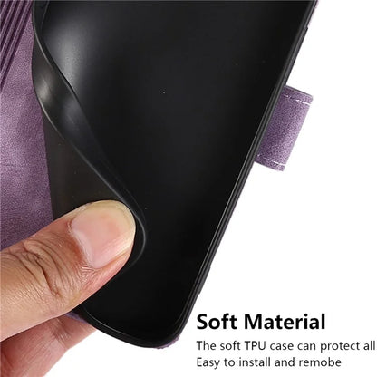 For Samsung Galaxy A04e 4G / F04 4G / M04 4G Leather Wallet Case Orchid Butterfly Pattern