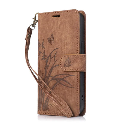 For Samsung Galaxy A04e 4G / F04 4G / M04 4G Leather Wallet Case Orchid Butterfly Pattern