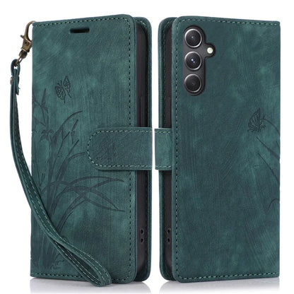 For Samsung Galaxy S23 FE Phone Wallet Case Orchid Butterfly Pattern Leather Cover