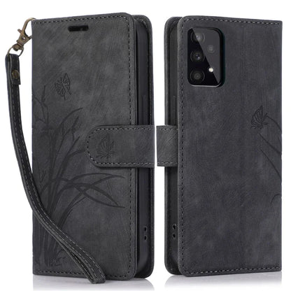 For Samsung Galaxy A53 5G Leather Case Orchid Butterfly Imprinted Wallet Cover