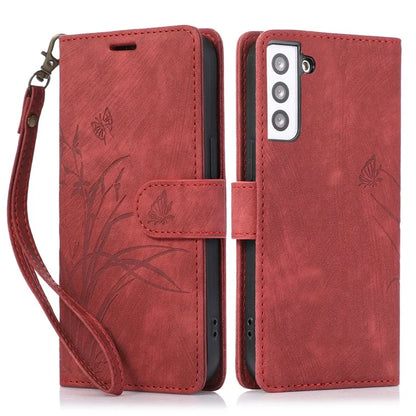 For Samsung Galaxy S23+ Flip Leather Case Wallet Cover Orchid Butterfly Pattern