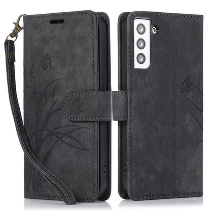 For Samsung Galaxy S23+ Flip Leather Case Wallet Cover Orchid Butterfly Pattern