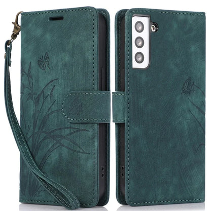 For Samsung Galaxy S23+ Flip Leather Case Wallet Cover Orchid Butterfly Pattern
