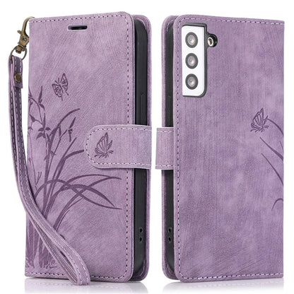 For Samsung Galaxy S23+ Flip Leather Case Wallet Cover Orchid Butterfly Pattern