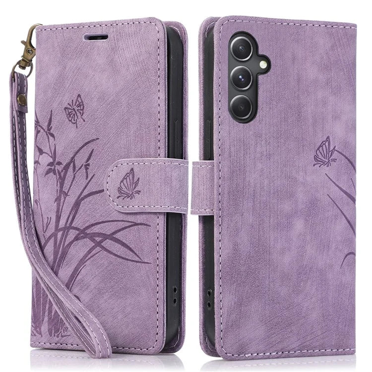 For Samsung Galaxy A24 4G (162.1 x 77.6 x 8.3mm) Leather Case Stand Wallet Cover with Strap