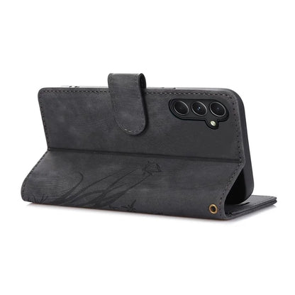 For Samsung Galaxy A24 4G (162.1 x 77.6 x 8.3mm) Leather Case Stand Wallet Cover with Strap