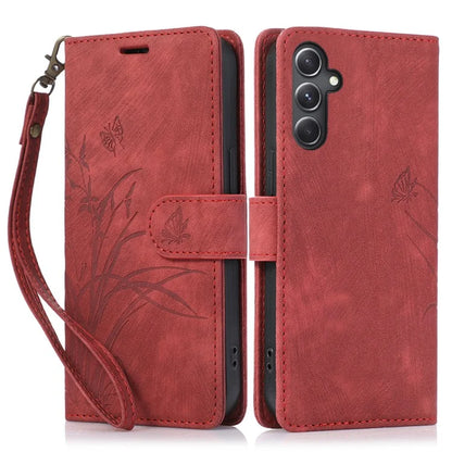 For Samsung Galaxy A24 4G (162.1 x 77.6 x 8.3mm) Leather Case Stand Wallet Cover with Strap