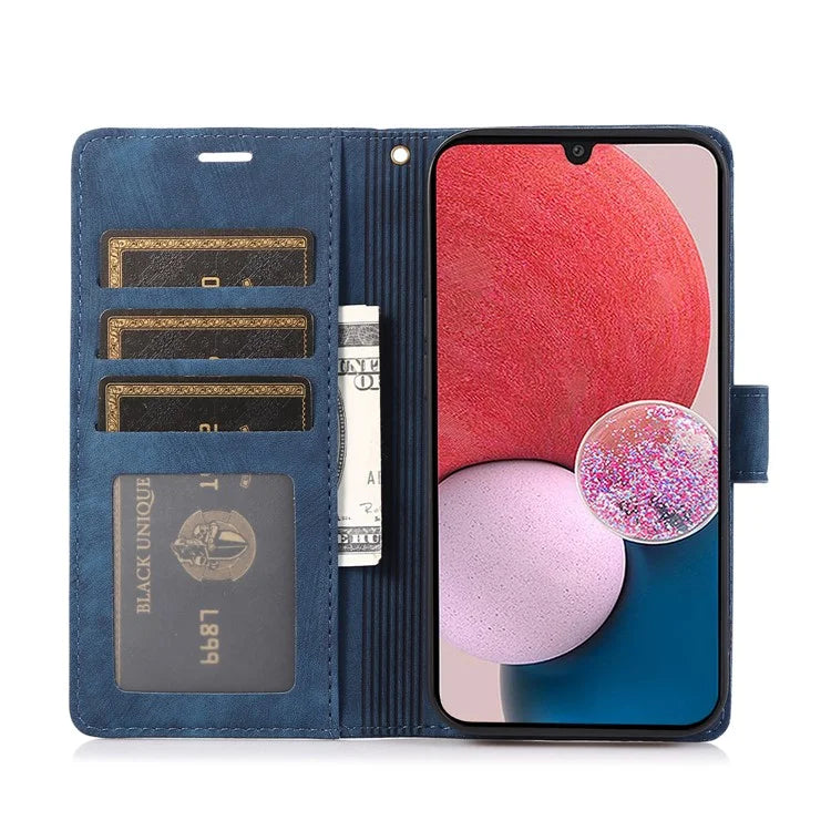 For Samsung Galaxy A24 4G (162.1 x 77.6 x 8.3mm) Leather Case Stand Wallet Cover with Strap