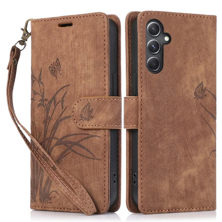 For Samsung Galaxy A24 4G (162.1 x 77.6 x 8.3mm) Leather Case Stand Wallet Cover with Strap