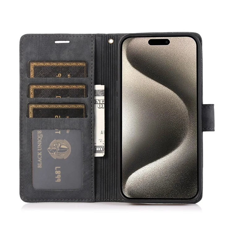 For iPhone 15 Pro Max Leather Case Orchid Butterfly Flip Wallet Phone Cover