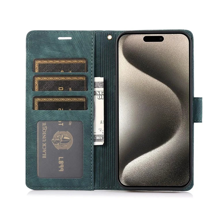 For iPhone 15 Pro Max Leather Case Orchid Butterfly Flip Wallet Phone Cover