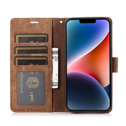 For iPhone 13 Leather Case with Strap Wallet Stand Orchid Butterfly Pattern