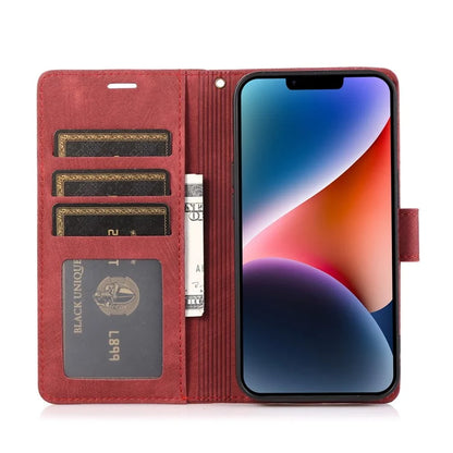 For iPhone 13 Leather Case with Strap Wallet Stand Orchid Butterfly Pattern