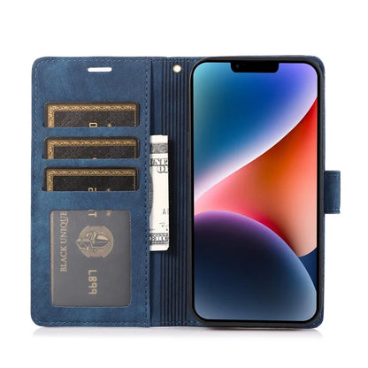 For iPhone 13 Leather Case with Strap Wallet Stand Orchid Butterfly Pattern