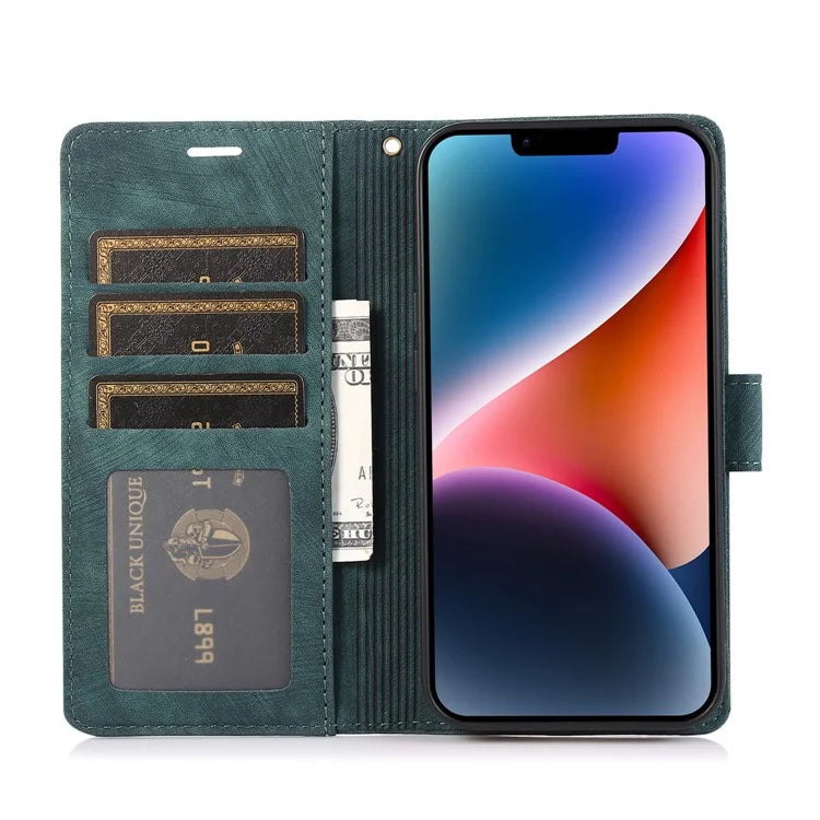 For iPhone 13 Leather Case with Strap Wallet Stand Orchid Butterfly Pattern