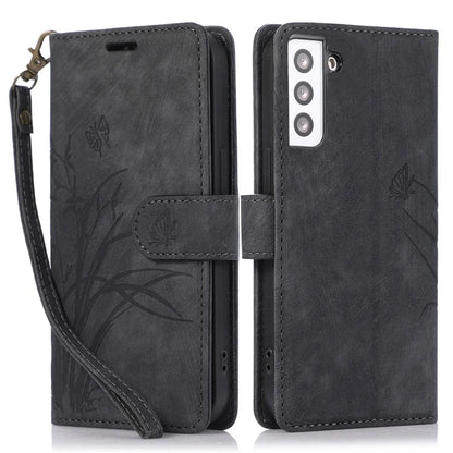For Samsung Galaxy S23 Phone Case Wallet Folding Stand Orchid Butterfly Pattern