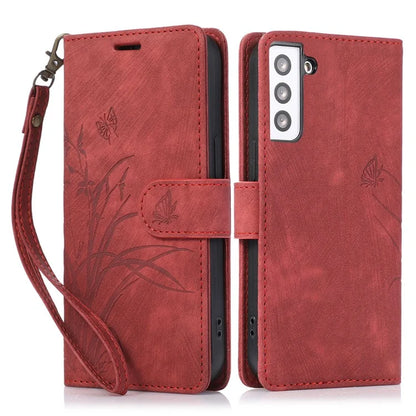 For Samsung Galaxy S23 Phone Case Wallet Folding Stand Orchid Butterfly Pattern