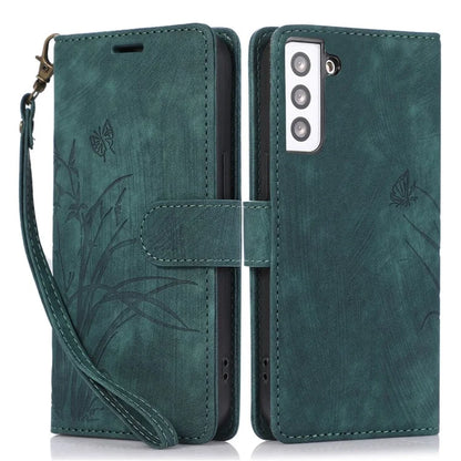 For Samsung Galaxy S23 Phone Case Wallet Folding Stand Orchid Butterfly Pattern