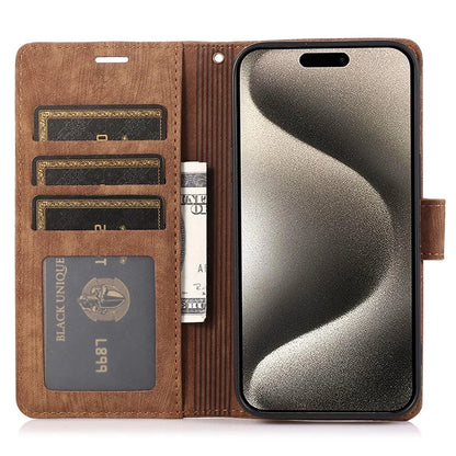 For iPhone 15 Pro Leather Flip Cover Orchid Butterfly Wallet Case with Strap