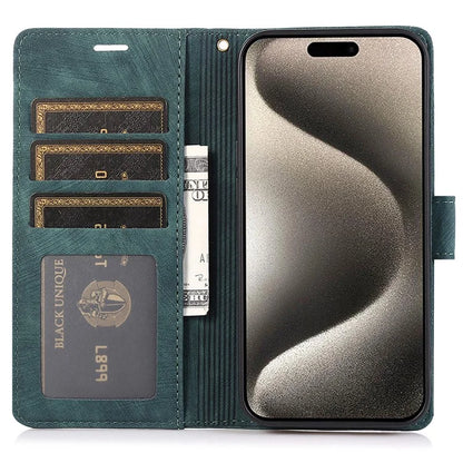 For iPhone 15 Pro Leather Flip Cover Orchid Butterfly Wallet Case with Strap