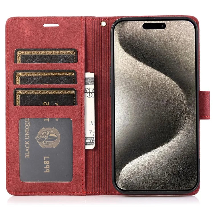 For iPhone 15 Pro Leather Flip Cover Orchid Butterfly Wallet Case with Strap