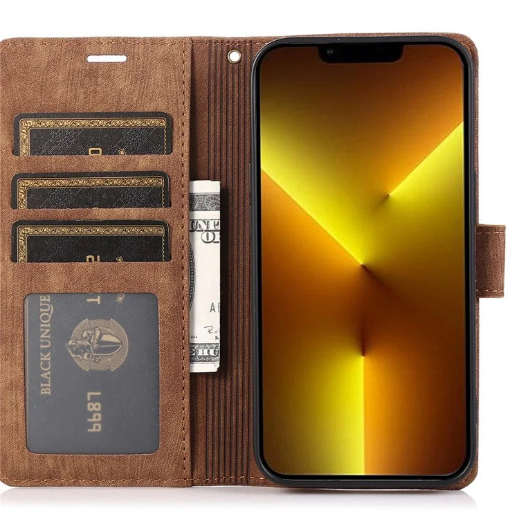 For iPhone 13 Pro Leather Wallet Case with Strap Orchid Butterfly Pattern