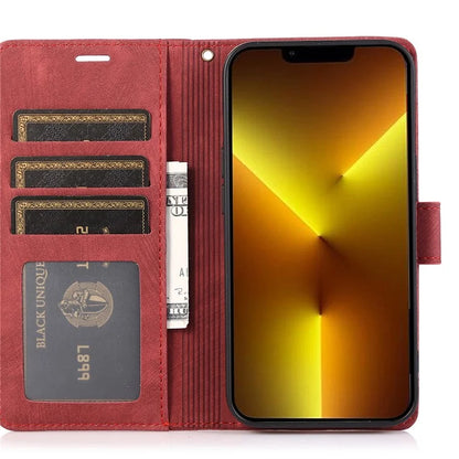For iPhone 13 Pro Leather Wallet Case with Strap Orchid Butterfly Pattern