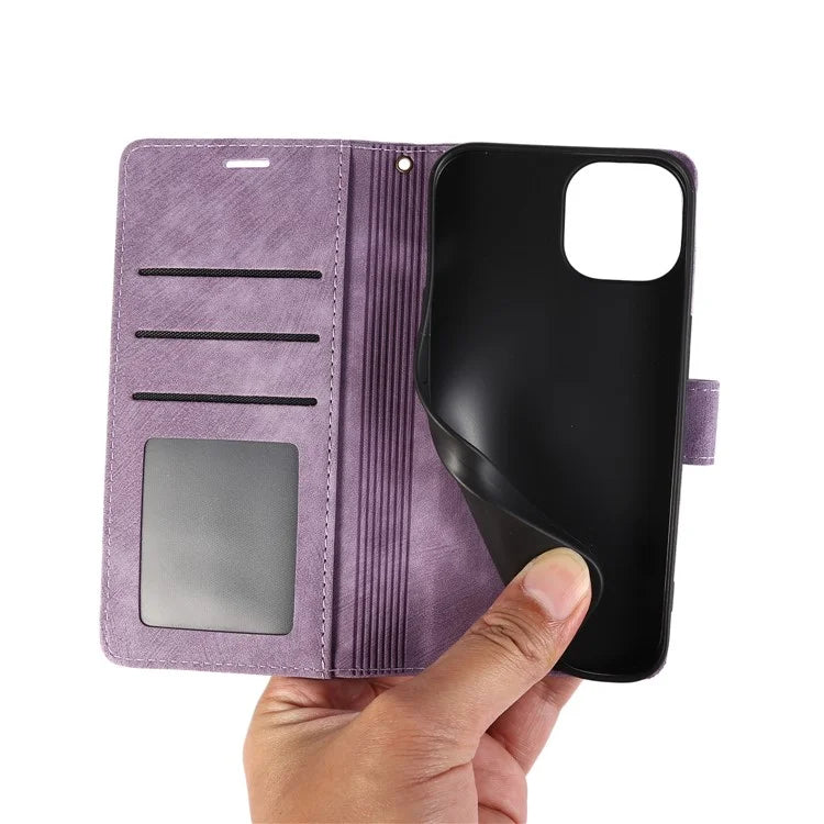 PU Leather Flip Case for iPhone 14 Pro Phone Wallet Cover Butterfly Orchid