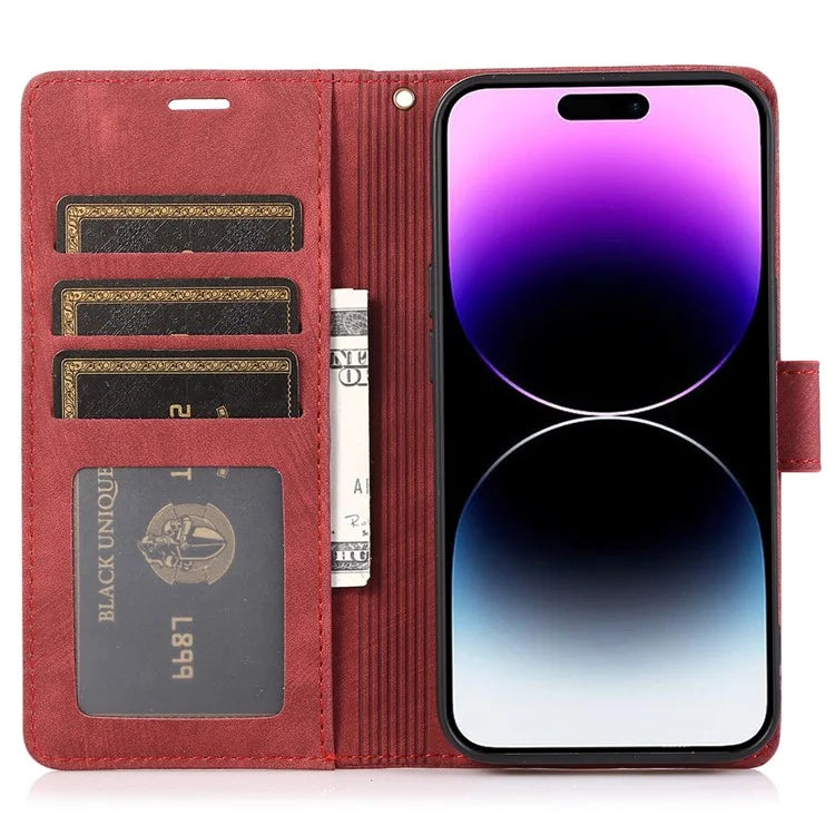 PU Leather Flip Case for iPhone 14 Pro Phone Wallet Cover Butterfly Orchid