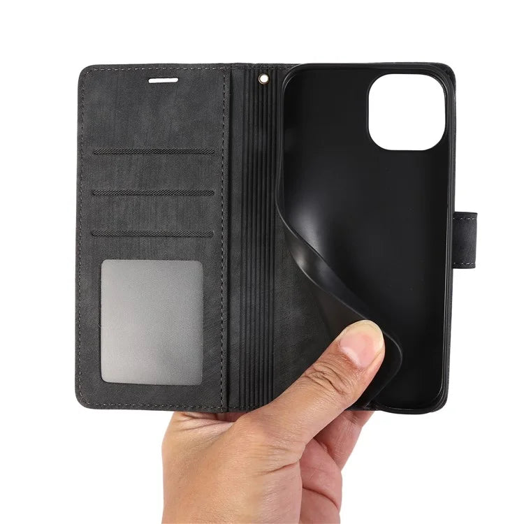 For iPhone 14 Pro Max Leather Wallet Case with Hand Strap Orchid Butterfly Pattern