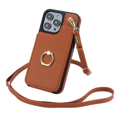 For iPhone 14 Pro Cell Phone Case PU Leather+TPU Anti-scratch Card Holder Kickstand Back Cover