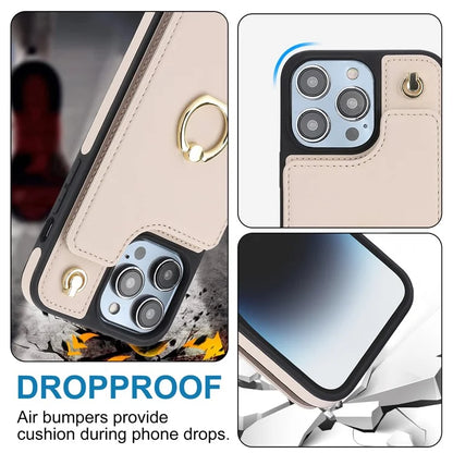 For iPhone 14 Pro Cell Phone Case PU Leather+TPU Anti-scratch Card Holder Kickstand Back Cover