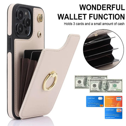 For iPhone 14 Pro Cell Phone Case PU Leather+TPU Anti-scratch Card Holder Kickstand Back Cover